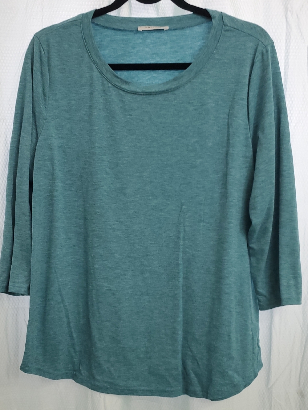 Sherosa Women's 3/4 Sleeve Tee. Size Large. GUC. Blue Turqoise